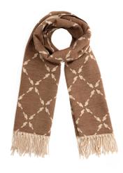 Dwustronny szalik damski z monogramem SZADT-0206-24(Z25), widok produktu od przodu na białym tle.