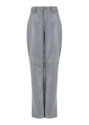 Szare skórzane spodnie damskie SPODS-0038-1376(W24)
