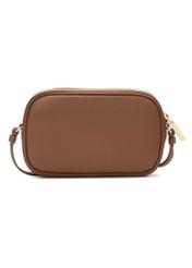 Mała skórzana torebka damska w kolorze camelu TORES-0466E-1D(W26) - widok produktu z tyłu na białym tle. 