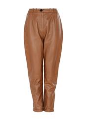 Spodnie skórzane karmelowe damskie SPODS-0022-1103(W22)-03