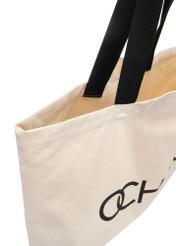 Bawełniana torba w kolorze ecru TOREN-0136-1E(W26) - zbliżenie na detal, na białym tle. 