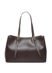 Brązowa duża torebka shopper TOREC-1381-1H(Z26), widok produktu z przodu na białym tle.