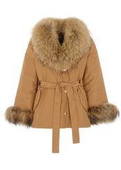 Ciepła kurtka damska w karmelowym kolorze KURDT-0251-83(Z20)