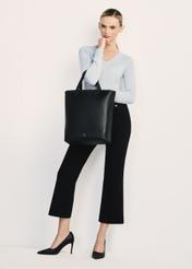 Czarna skórzana torebka shopper TORES-0850E-99(Z25)