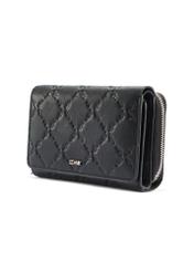 Czarny skórzany portfel damski z monogramem PORES-0882A-99(W25)