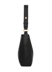 Czarna torebka damska hobo TOREC-1257-9I(Z26) - widok produktu z boku na białym tle. 