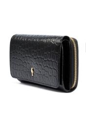 Czarny skórzany portfel damski croco PORES-0956-99(W25)