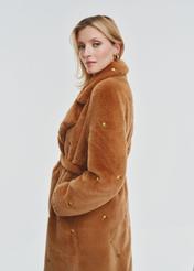 Long women's fur coat in camel color FUTDP-0054-24(Z24)-04