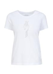 Biały T-shirt damski z cekinowym logo TSHDT-0108-11(W23)-03