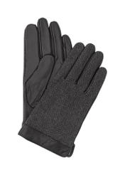 Czarne skórzane rękawiczki męskie w jodełkę REKMS-0073-98(Z23)