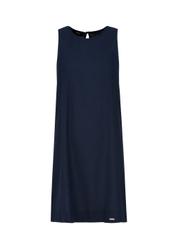 Granatowa sukienka na grubych ramiączkach SUKDT-0193-68(W24)