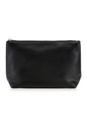 Czarna pleciona torebka shopper TOREC-1148-99(W26) - widok produktu z przodu, na białym tle. 