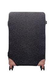 Pokrowiec na dużą walizkę w kropki AW-013-0007-9P-L(W26), widok produktu z przodu na walizce.