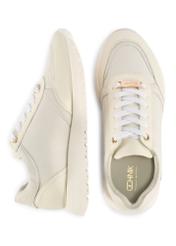 Kremowe skórzane buty sportowe damskie BUTYD-1099-11(Z 25) - widok produktu z góry na białym tle.