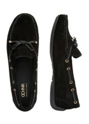 Czarne mokasyny damskie BUTYD-1053A-99(W25)-06