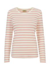 Kremowa bluzka damska w różowe paski LSLDT-0025-34(W23)
