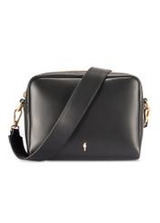 Czarna skórzana torebka damska TORES-1261-99(W26) - widok produktu z przodu, na białym tle. 