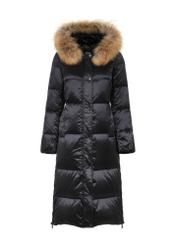 Black long jacket with hood KURDT-0466-98(Z24)-05