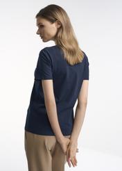 Granatowy T-shirt damski z aplikacją TSHDT-0103-69(Z22)