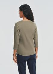 Khaki bluzka V dekolt damska  LSLDT-0036-55(Z24)-03