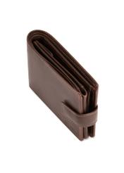 Skórzany brązowy portfel męski PORMS-0671-89(Z25), zbliżenie na detal produktu, widok na białym tle.