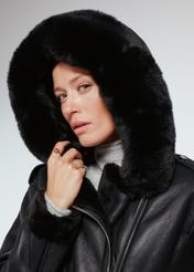 Black short women's sheepskin coat KOZDP-0008-99(Z24)-03