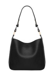 Czarna torebka damska hobo TOREC-1257-9I(Z26) - widok produktu z tyłu, na białym tle. 