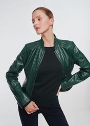 Green women's leather jacket KURDS-0492-2778(Z24)-02