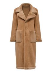 Beige long women's fur coat FUTDP-0051-24(Z24)-07