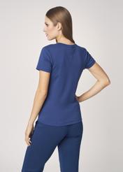 Granatowy T-shirt basic damski TSHDT-0076-69(Z21)-02