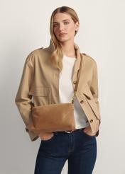 Beżowa zamszowa torebka damska TORES-1249-1B(W26)