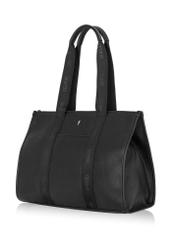 Czarna duża torebka shopper TOREC-0977A-99(Z25) - widok produktu po skosie na białym tle. 