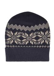 Granatowa bawełniana czapka męska CZAMT-0090-69(Z25), widok produktu od tyłu na białym tle.