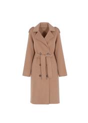Klasyczny płaszcz damski w kolorze camel PLADT-0035-81(Z19)-02