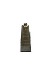 Skórzana khaki torebka croco TORES-1326-8D(Z26), widok produktu z boku na jasnym tle.