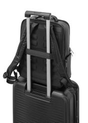 Czarny skórzany plecak męski PLCMS-0024-99(W26) - wiodok produktu z tyłu, na białym tle. 