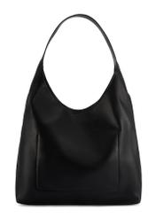 Czarna duża torebka damska TOREC-1199-99(W26) - widok produktu z tyłu, na białym tle. 