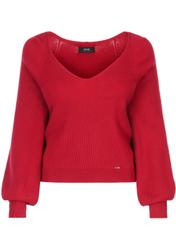 Różowy sweter dekolt V damski SWEDT-0150-34(Z22)