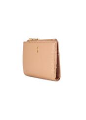 Skórzany portfel damski w kolorze brudnego różu PORES-0984-5D(W26), widok produktu skosem na białym tle.