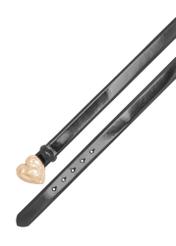 Skórzany pasek z klamrą w kształcie serca PASDS-0337-99(W26), widok produktu z góry na białym tle.