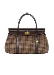 Torebka shopper w kratkę TOREC-1327-1P(Z26), widok produktu z przodu na białym tle.