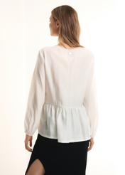 Biała bluzka damska wiązana pod szyją BLUDT-0155-11(Z22)