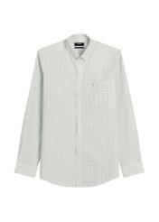 Bawełniana koszula męska w szałwiową kratkę KOSMT-0277-8F(W26) - widok produktu z przodu, na białym tle. 