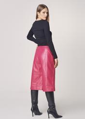 Pink leather short pants for women SPODS-0027-1157(Z21)-05