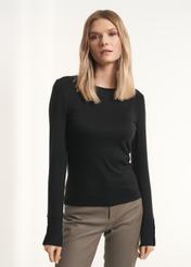Czarna bluzka damska z długim rękawem LSLDT-0032-99(Z22)