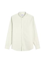 Bawełniana szałwiowa koszula męska w paski KOSMT-0354-8F(W26), widok produktu z przodu na białym tle.