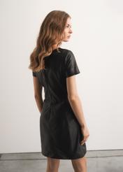 Czarna skórzana sukienka z nitami SUKDS-0050-1276(W23)