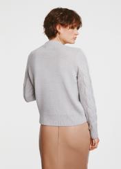 Gray women's sweater with decorative weave SWEDT-0210-91(Z24)-04