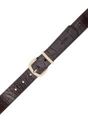 Brązowy skórzany pasek damski croco PASDS-0322-1I(W26), widok produktu z góry na białym tle.