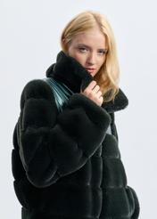 Green short women's fur coat FUTDP-0047-51(Z24)